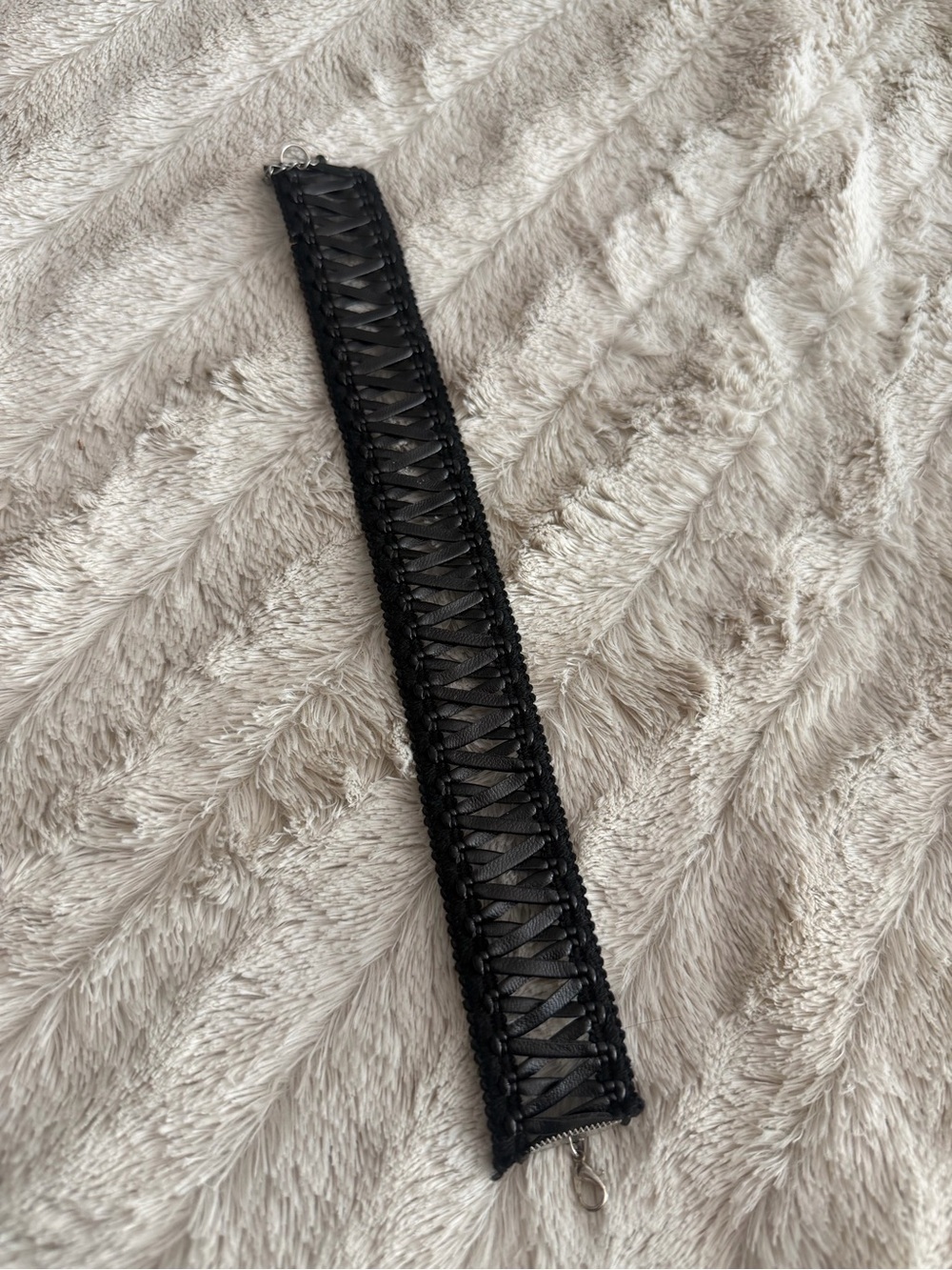 Black Lace-Up Leather Choker Necklace